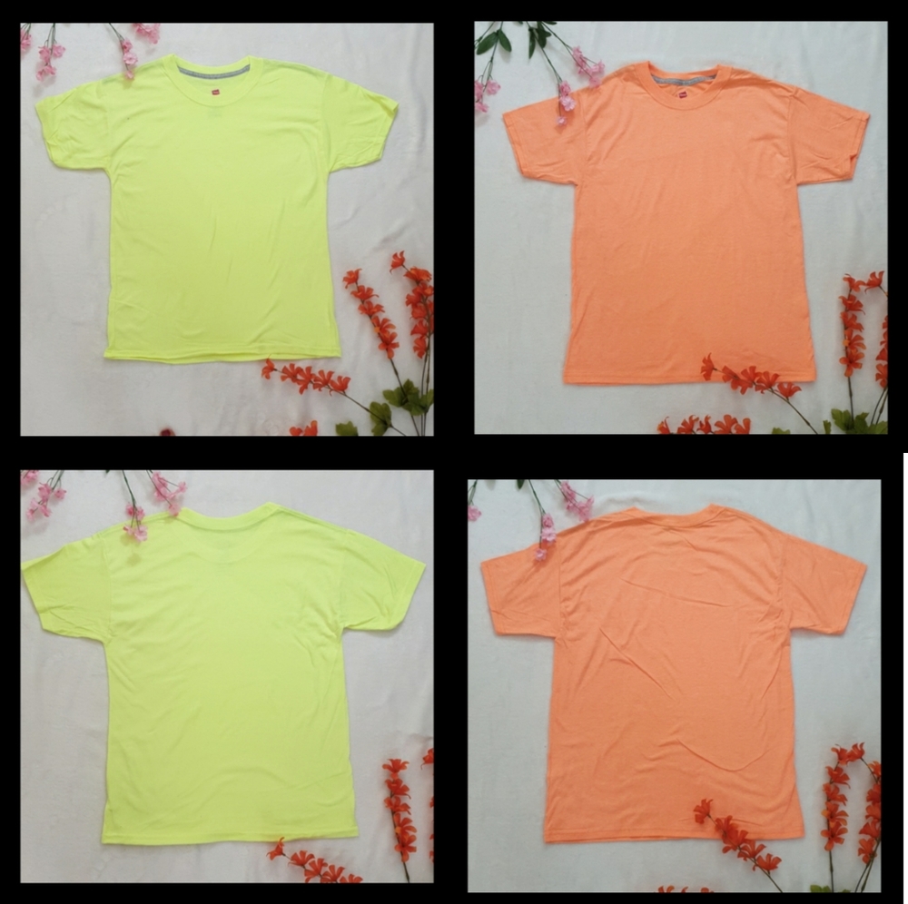 2 Tshirts size M fluorescent orange and yellow